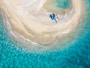 Summer background. Aerial photo of Possidi beach at Halkidiki Peninsula, Greece
