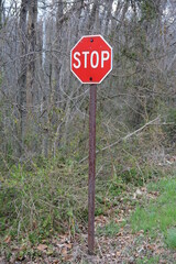stop sign on a road