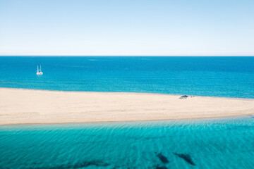 Fototapeta na wymiar Aerial view of Possidi beach at Halkidiki Peninsula, Greece,