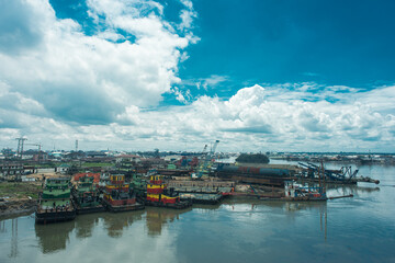 The view of a jetty and harbour in a Niger-Delta community in Nigeria