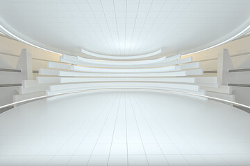 White round room, futuristic structure, 3d rendering.