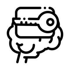 key for brain icon vector. key for brain sign. isolated contour symbol illustration