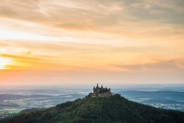 Fototapeta na wymiar Hohenzollern Castle seen at sunset in South Germany