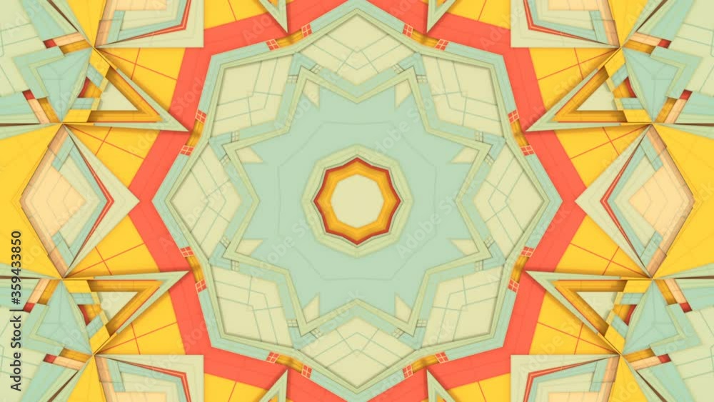 Poster multi colored geometrical abstract flower. blossom 3d render loop animation hd