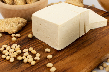 Soy Foods Collection with Soy Meat, Soybeans, Soy Milk and Tofu