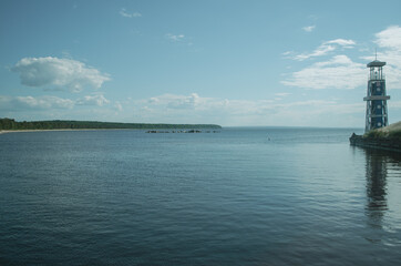 Fototapeta premium Beautiful view in Onega Lake, Russia, Vologda oblast.