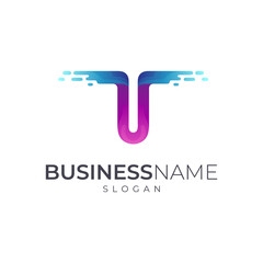 Initial letter T and U, TU/UT monogram letter logo design