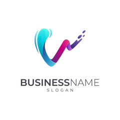 Letter V wave logo concept, Abstract water splash logo design