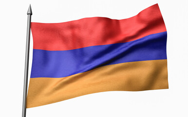 3D Illustration of Flagpole with Armenia Flag