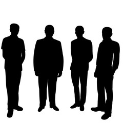 vector, isolated, black silhouette of a man standing, a group of people