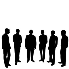 vector, isolated, black silhouette of a man standing, a group of people