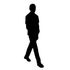 isolated, black silhouette man walking
