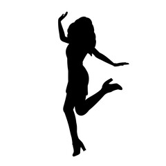 Fototapeta na wymiar vector, isolated, black silhouette of a girl jumping