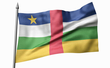 3D Illustration of Flagpole with Central African Republic Flag