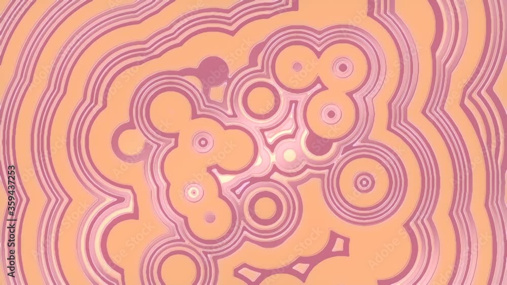 Poster flat pattern of concentric multi colored circles. 3d rendering loop animation hd
