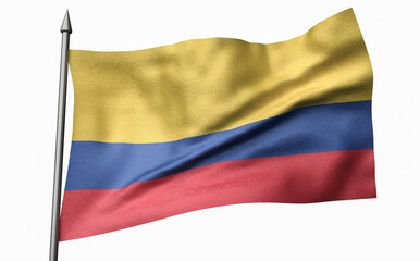 3D Illustration of Flagpole with Colombia Flag