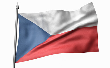 Fototapeta na wymiar 3D Illustration of Flagpole with Czech Republic Flag