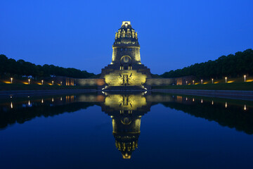 Battles of the Nations Monument, Leipzig, Germany in twilight