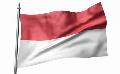 Fototapeta na wymiar 3D Illustration of Flagpole with Indonesia Flag