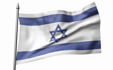 3D Illustration of Flagpole with Israel Flag
