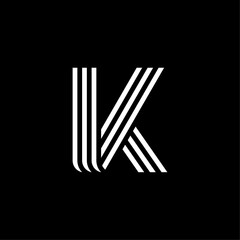 Round Three Lines Letter Logotype K
