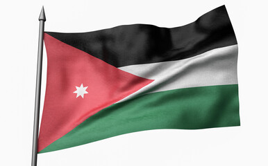 Fototapeta na wymiar 3D Illustration of Flagpole with Jordan Flag