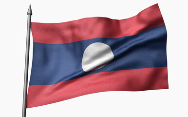 Fototapeta na wymiar 3D Illustration of Flagpole with Laos Flag
