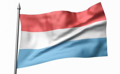 Fototapeta na wymiar 3D Illustration of Flagpole with Luxembourg Flag