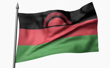 3D Illustration of Flagpole with Malawi Flag