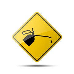 yellow diamond road sign with a black border and an image oiler on white background Illustration