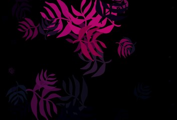 Dark Pink vector elegant background with leaves.