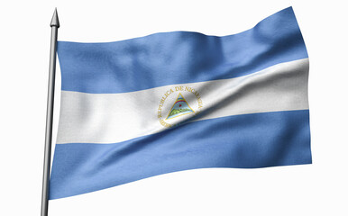 3D Illustration of Flagpole with Nicaragua Flag