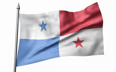 Fototapeta na wymiar 3D Illustration of Flagpole with Panama Flag