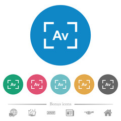 Camera aperture value mode flat round icons