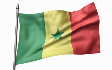 Fototapeta premium 3D Illustration of Flagpole with Senegal Flag