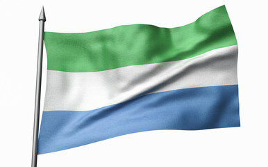 3D Illustration of Flagpole with Sierra Leone Flag