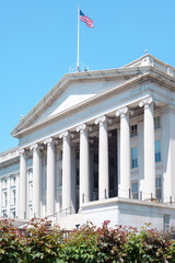 Fototapeta na wymiar The Treasury Department building, Washington D.C., United States.