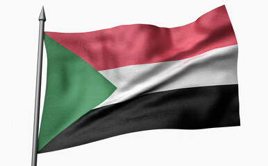 Fototapeta na wymiar 3D Illustration of Flagpole with Sudan Flag