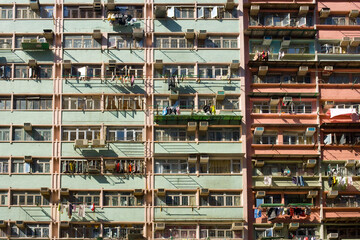 Detail of housing project apartments in Hong Kong, China