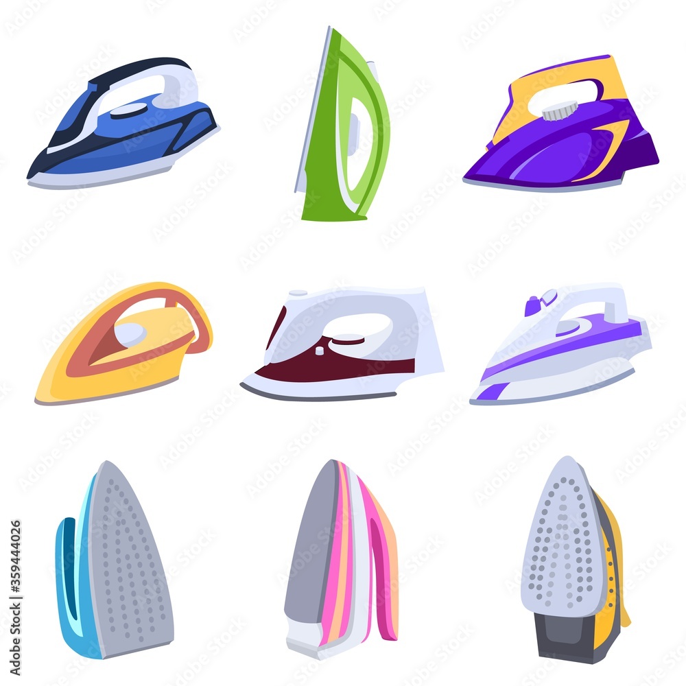 Poster smoothing-iron icons set. cartoon set of smoothing-iron vector icons for web design
