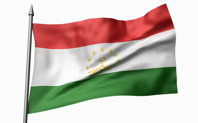 Fototapeta na wymiar 3D Illustration of Flagpole with Tajikistan Flag