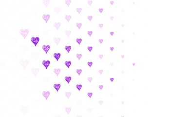 Light Purple vector pattern with colorful hearts.