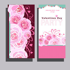 Congratulation Happy Valentines Day party card with beautiful roses