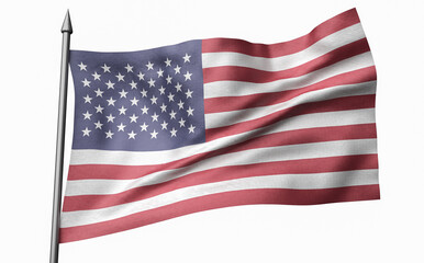 3D Illustration of Flagpole with United States Flag