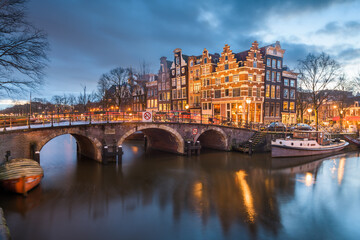 Naklejka premium Amsterdam, Netherlands Bridges and Canals