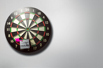 White paper with target failed text in the darts