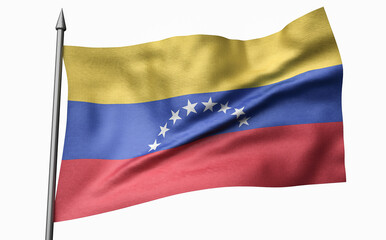 3D Illustration of Flagpole with Venezuela Flag