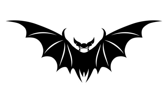 Black bat sign in a medical mask on a white background.