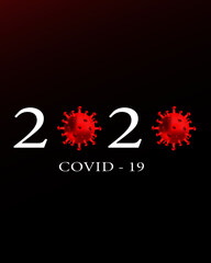 Illustration abstraction of 2020, covid 19 icon and symbol isolated
