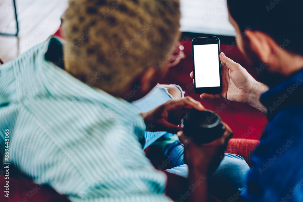 Poster selective focus on modern smartphone with blank screen for your website or internet advertisement.cr